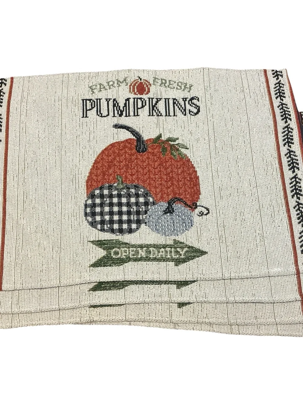 💟Set of 4 Fall Pumpkin Placemats Farmhouse Harvest Autumn Decor